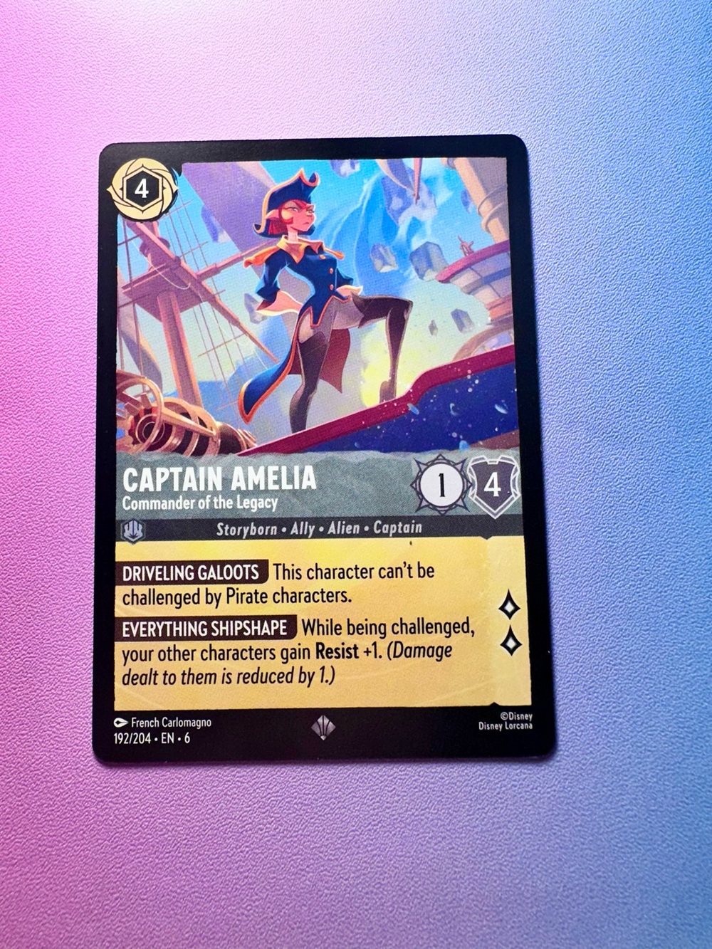 captain amelia [treasure planet] - 192/204 (super rare) — lorcana: azurite sea